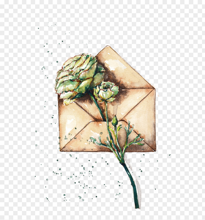 Envelopes And Flowers Envelope Watercolor Painting PNG