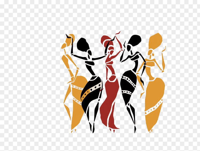 Graceful Silhouette African Dance Illustration PNG