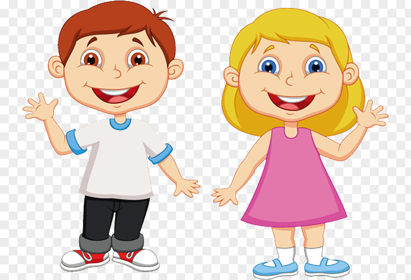 Boy Girl PNG , Hand painted goodbye, boy and girl waving hands illustration clipart PNG