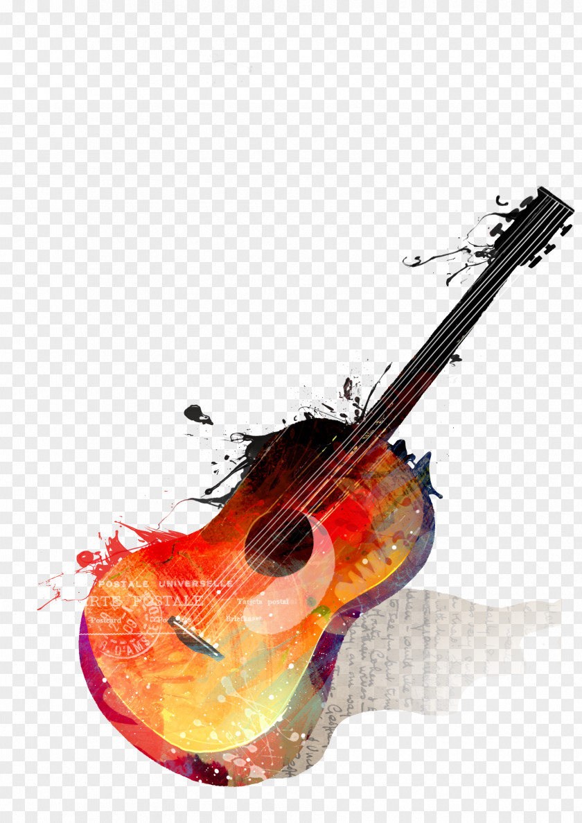 Guitar Watercolor Painting Musical Instrument Drawing PNG