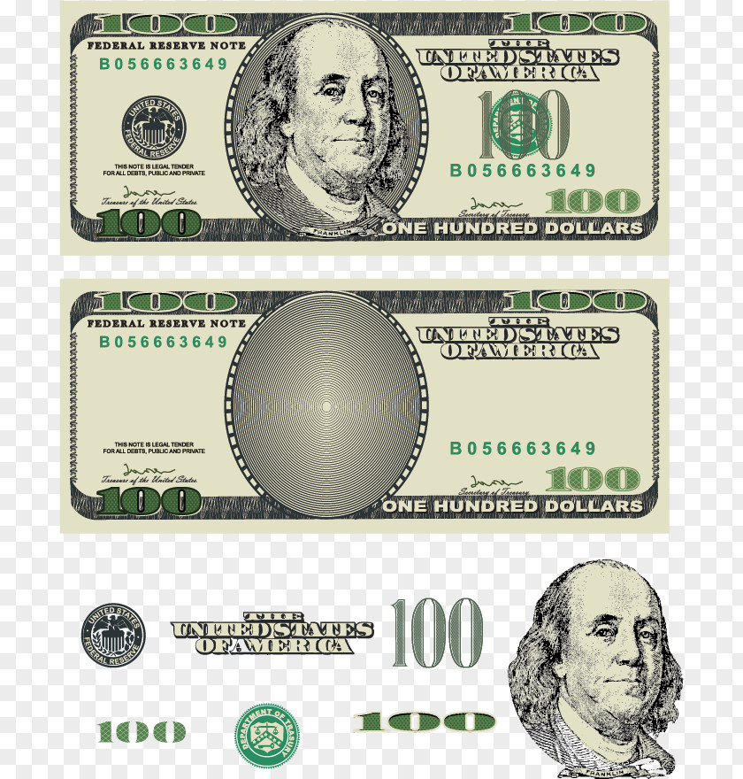 Vector Dollar United States One Hundred-dollar Bill One-dollar Royalty-free PNG