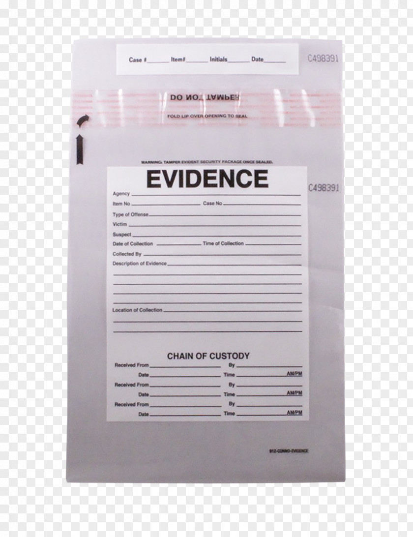 Bag Plastic Paper Chain Of Custody Evidence PNG