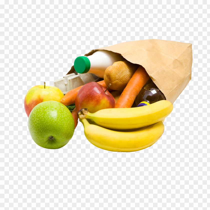 Banana Grocery Store Shopping Bag Food Lettuce PNG