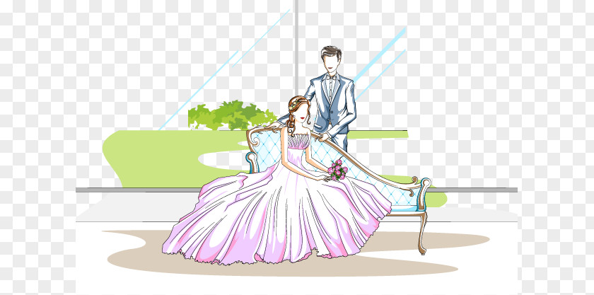 Vector Wedding Photography Cartoon Illustration PNG