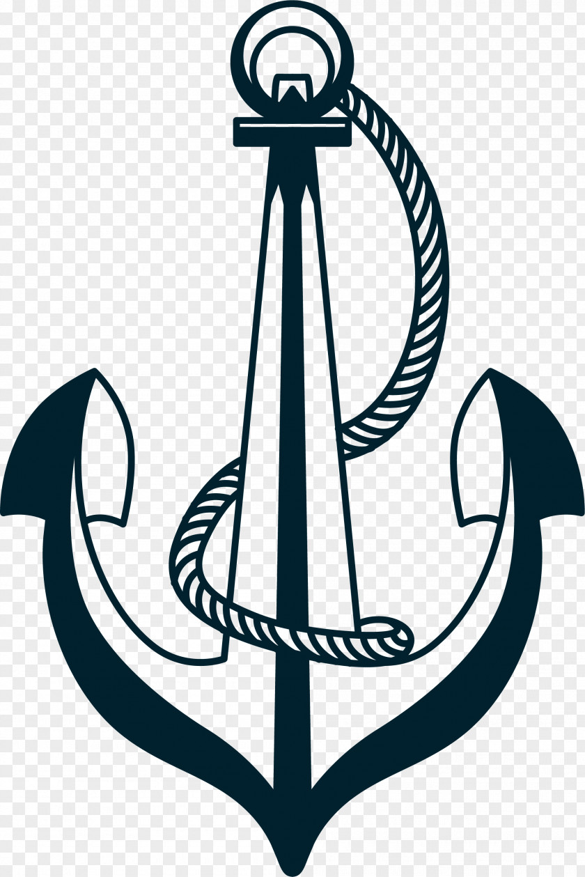 Hand Painted Green Anchor Rope Ship Watercraft Clip Art PNG