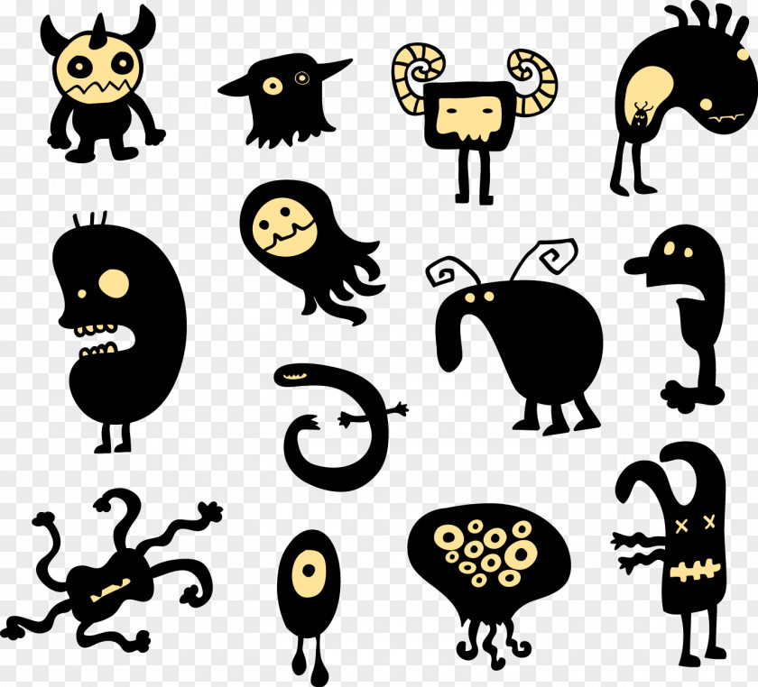Vector Hand-drawn Cartoon Monster Download Silhouette Drawing PNG