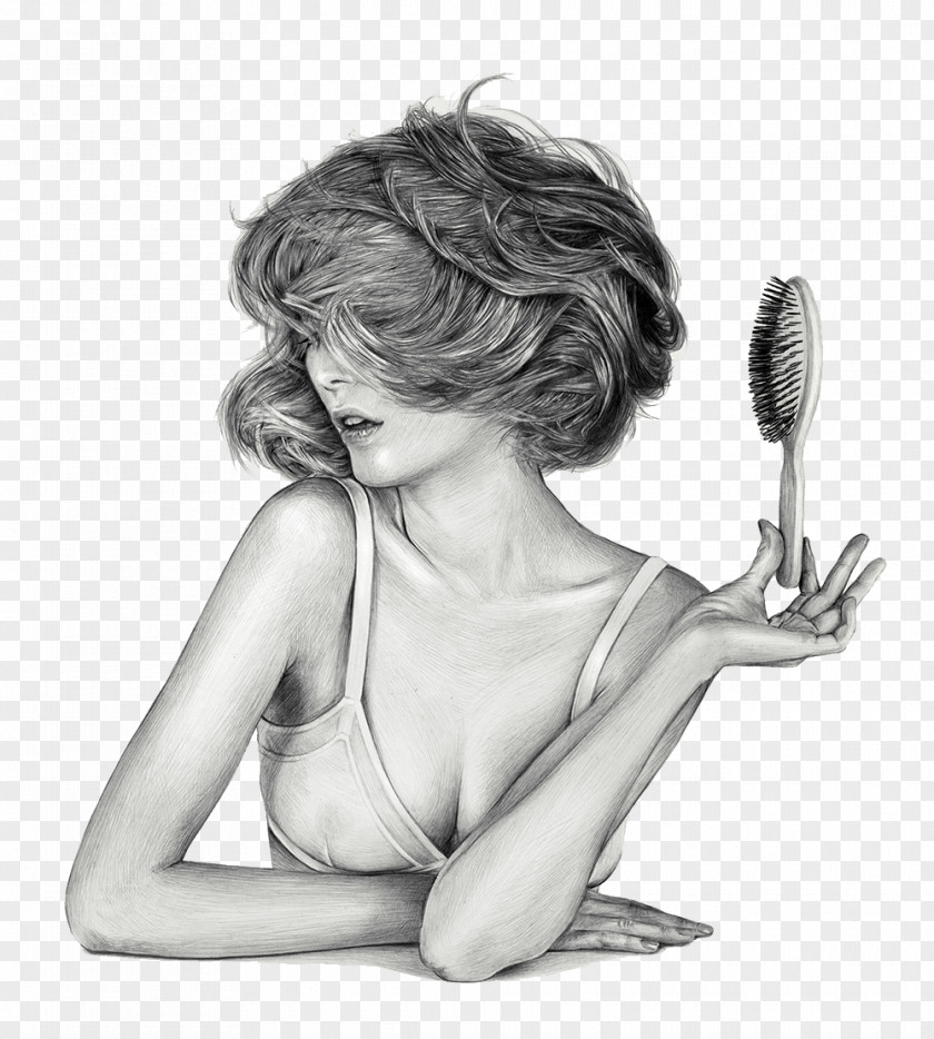 Massage Comb Drawing Pencil Digital Painting Sketch PNG