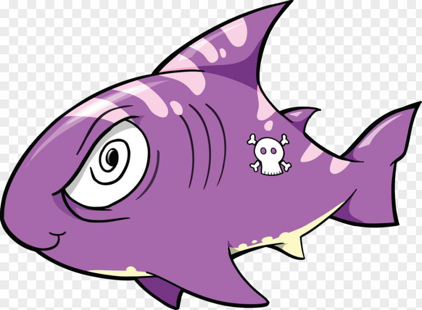 Painted Purple Cartoon Shark Royalty-free Clip Art PNG