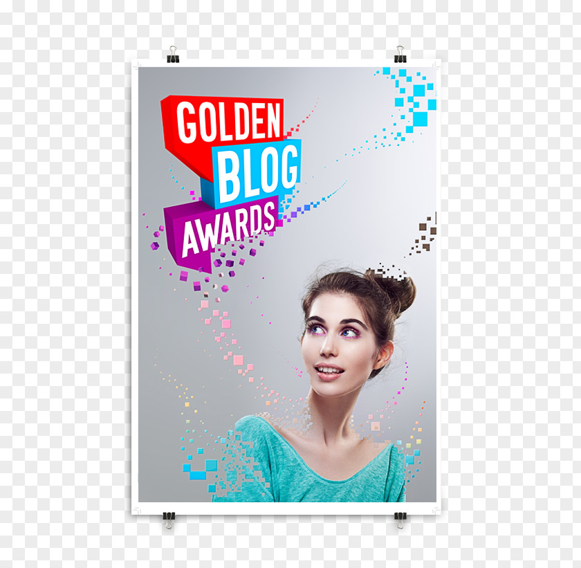 Design Poster Graphic Golden Blog Awards Banner PNG