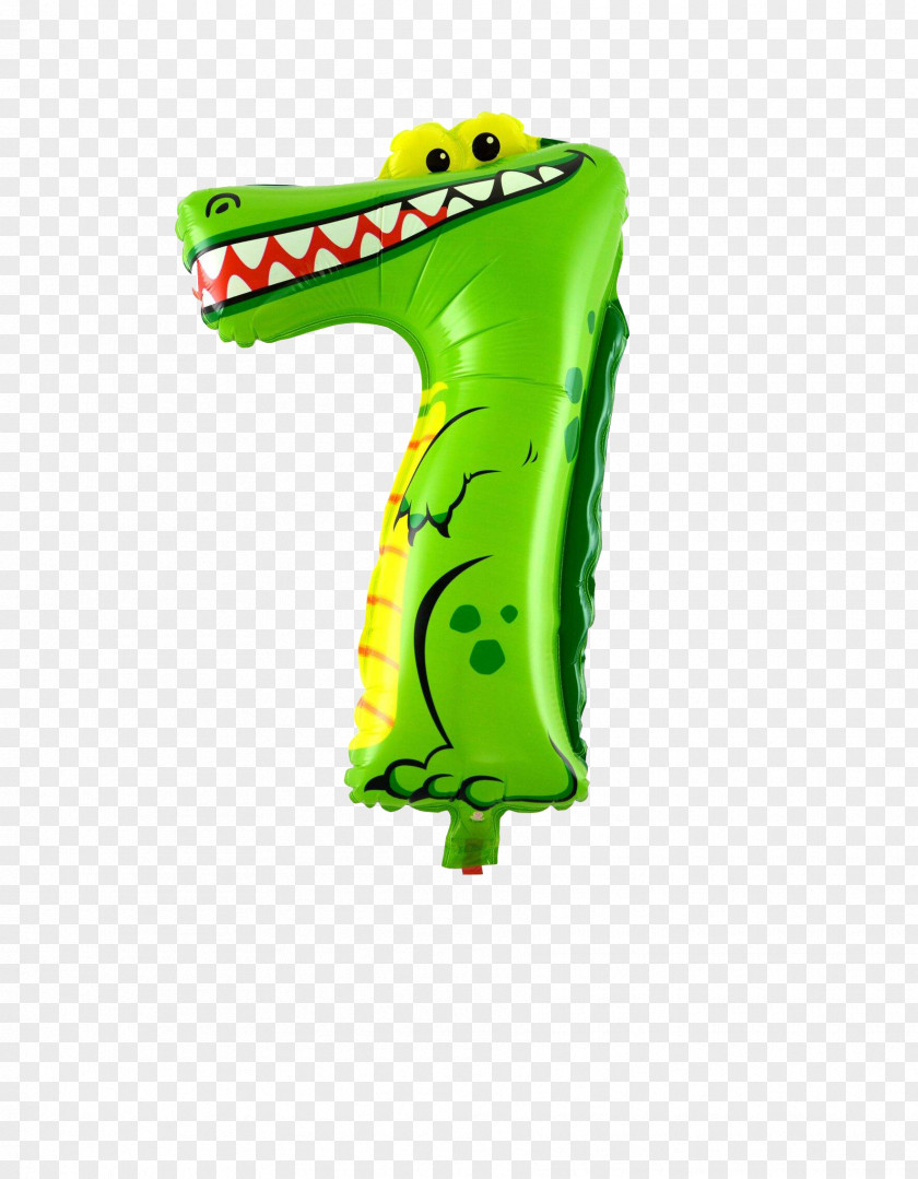 One Year Old Candle Crocodile Gas Balloon Birthday Number PNG