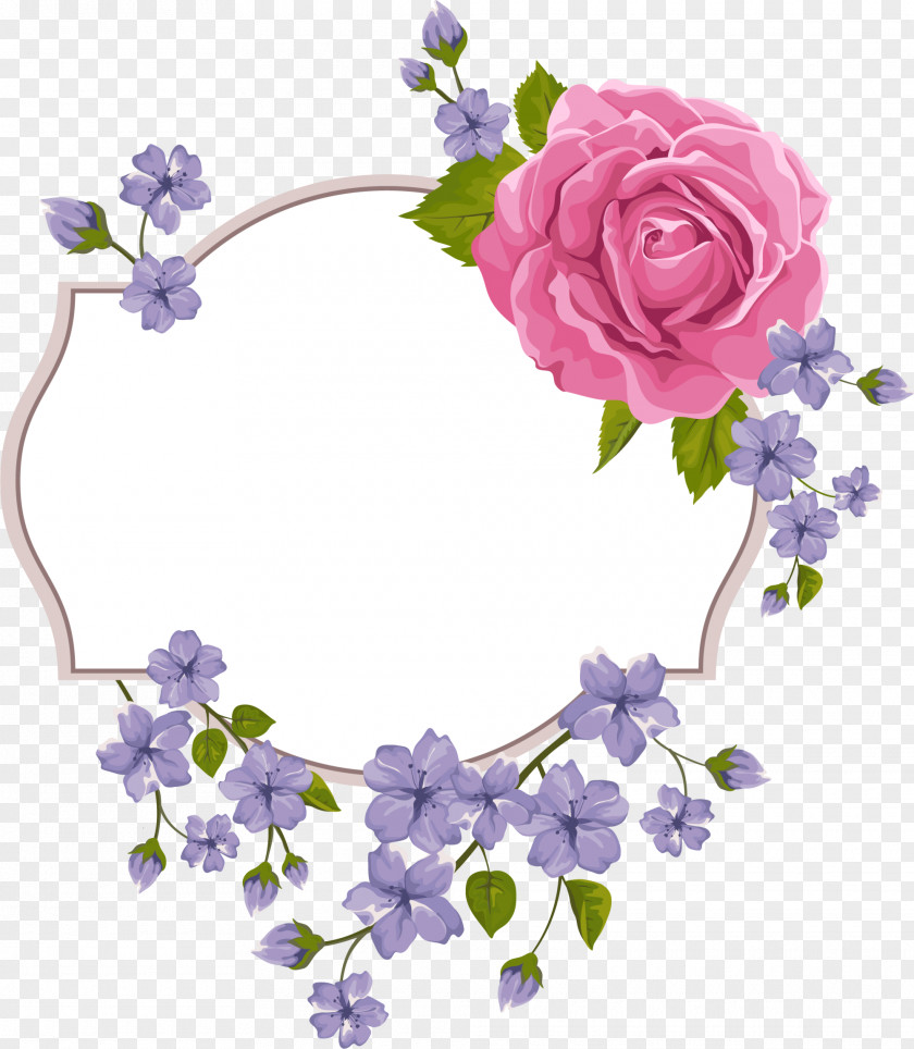 Purple Flower Frame Wedding Invitation Violet PNG