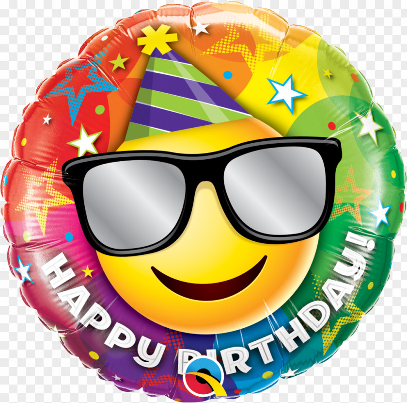 Foil Smiley Balloon Happy Birthday To You Emoticon PNG