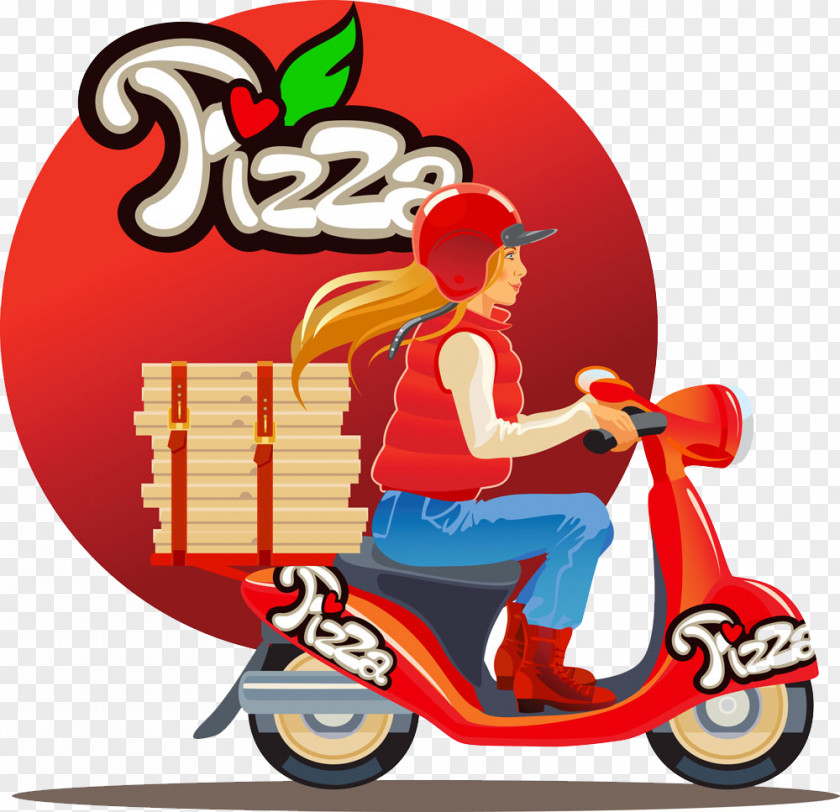 Motorcycle Delivery Pizza Beauty Scooter PNG