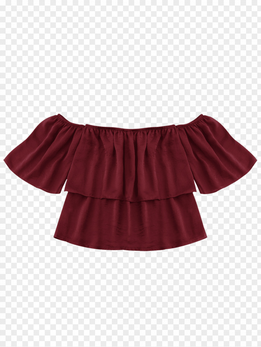 Wine Red Dress Shoes For Women Shoulder Blouse Sleeve Ruffle Shirt PNG
