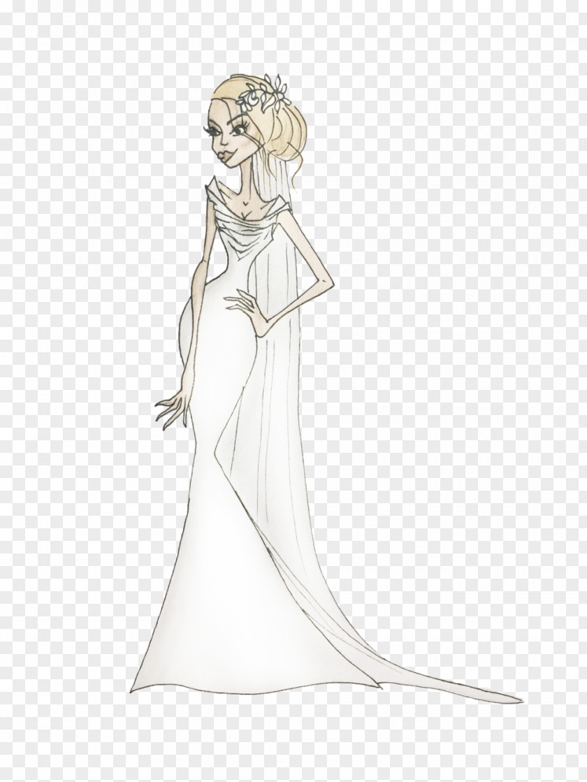 Woman Gown Illustration Wedding Dress PNG