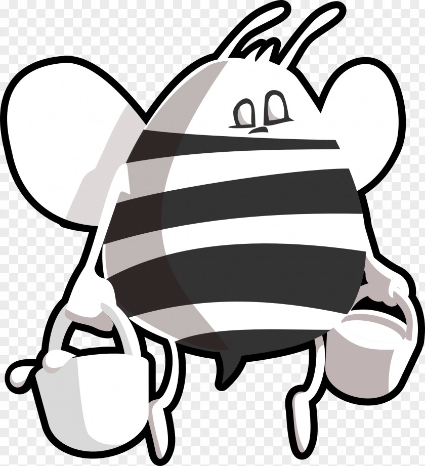 Black And White Bee Western Honey Bumblebee Beehive Pollinator PNG