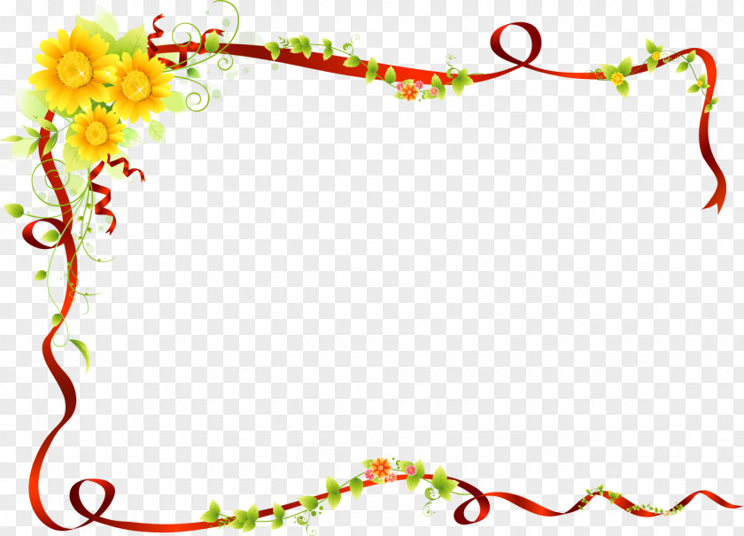 Floral Border Picture Material Ribbon Paper Clip Art PNG