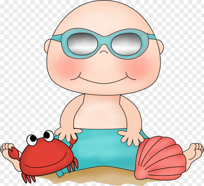 Baby Bathing Beach Watercolor Painting Infant Clip Art PNG