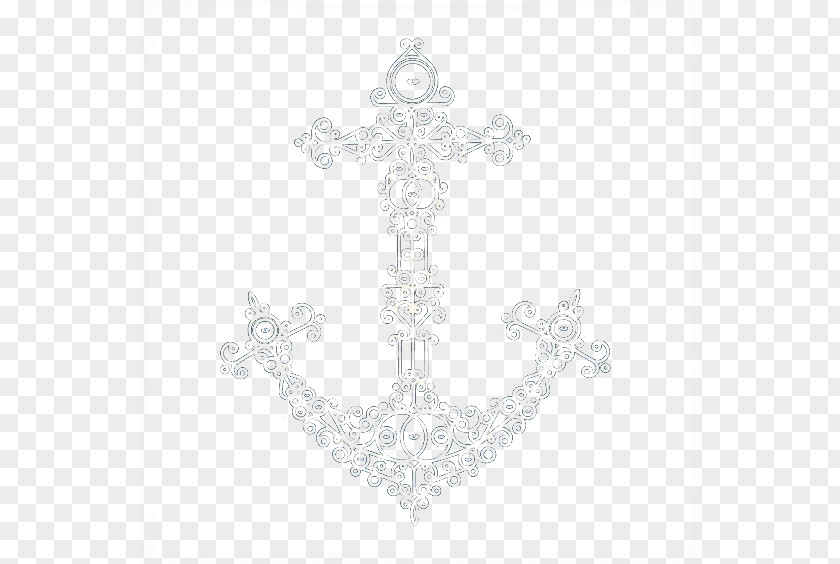 Anchor Black And White Symmetry Symbol Pattern PNG