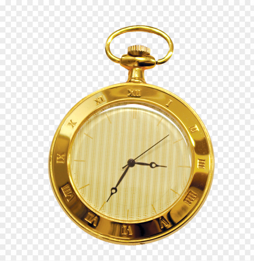 Vintage Golden Pocket Watch Clock PNG