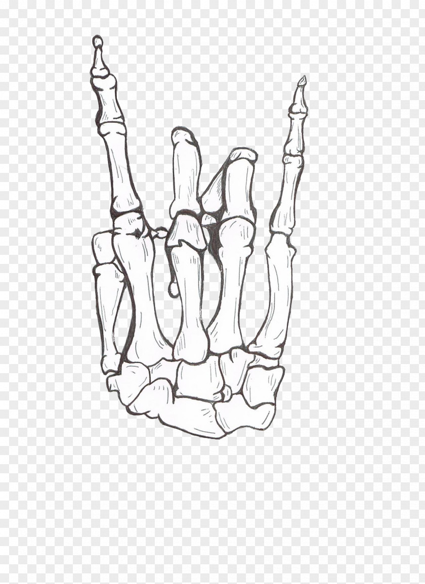 Hand Saw Drawing Human Skeleton Bone Sketch PNG