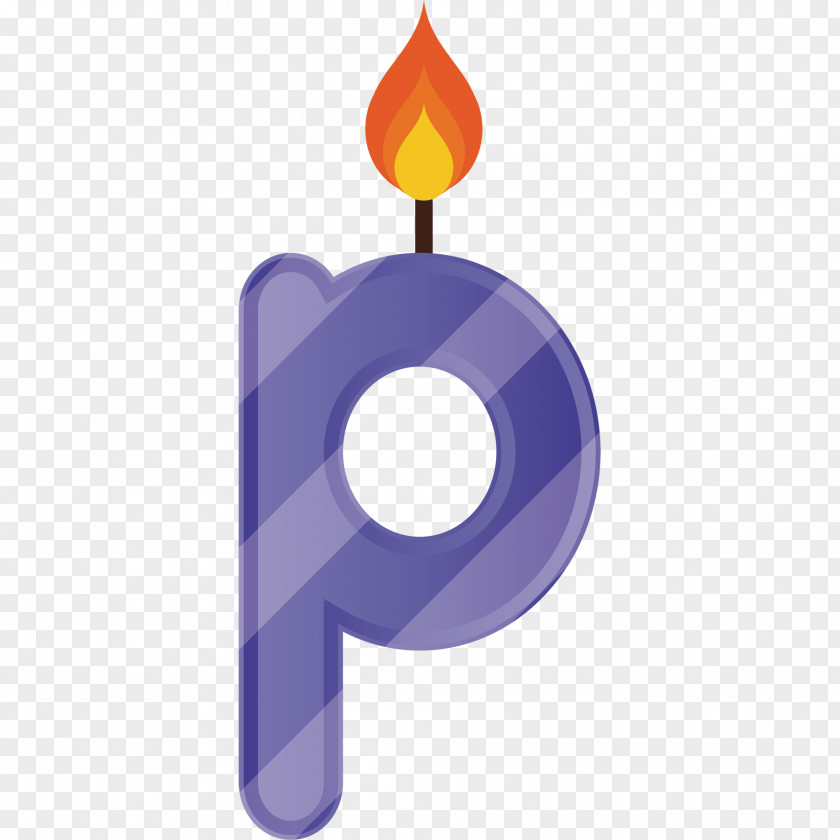 Cartoon Hand Painted Alphabet P Candle Purple Computer Wallpaper PNG