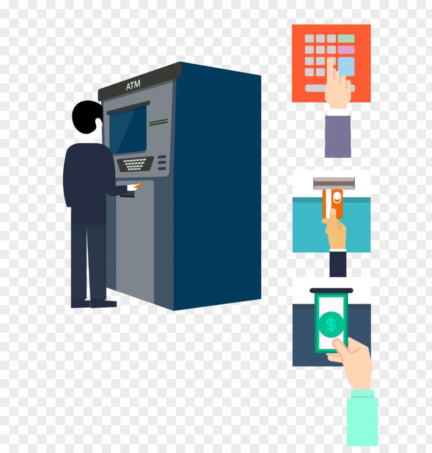Vector ATM Withdrawals Schematic Automated Teller Machine Money Euclidean Bank Icon PNG