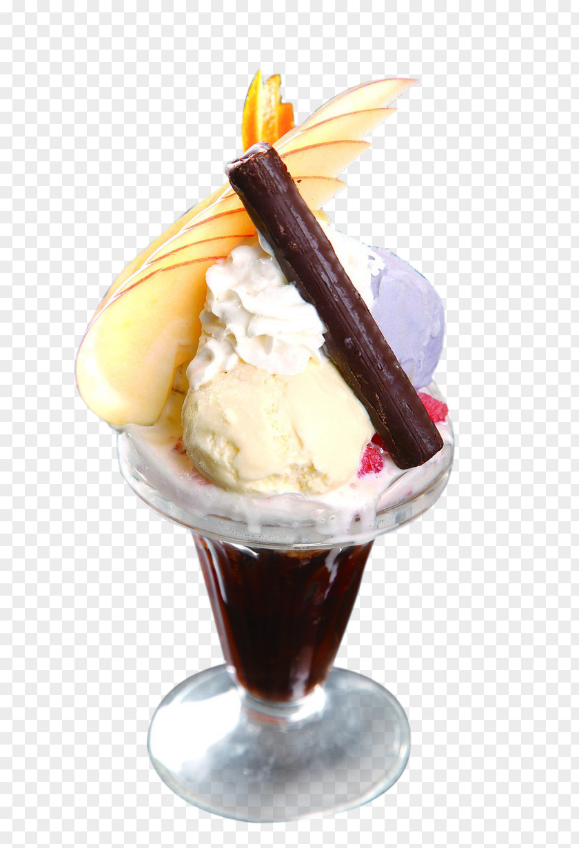 Three-color Ice Cream Sundae Gelato Chocolate Balls PNG
