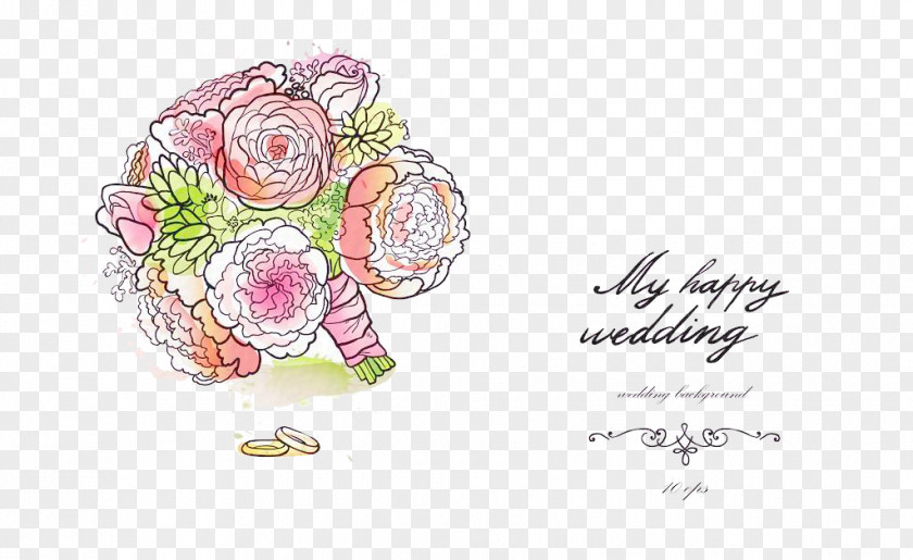 Wedding Greeting Card Design Vector Flower Bride PNG