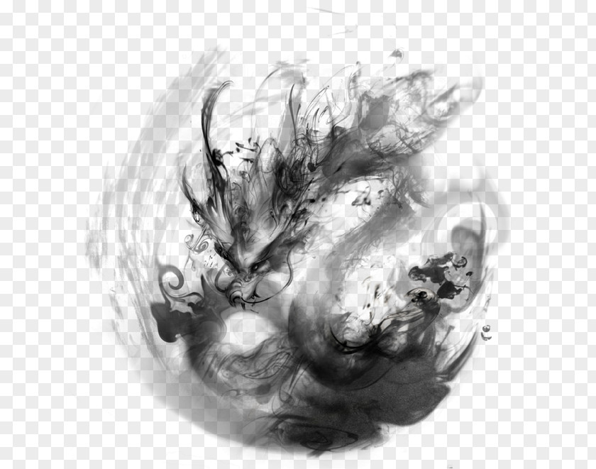 Chinese Dragon Ink Wash Painting Download PNG