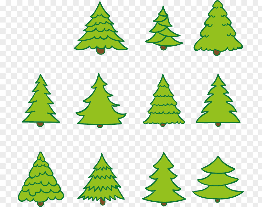 Three Rows Of Christmas Tree Pine Fir Clip Art PNG