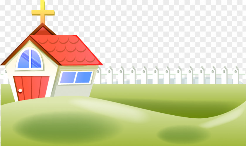 Cartoon Spring Grass Fence Property Illustration PNG