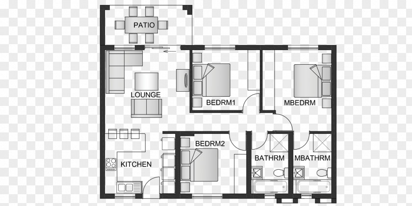 House Floor Plan Square Meter Bed PNG