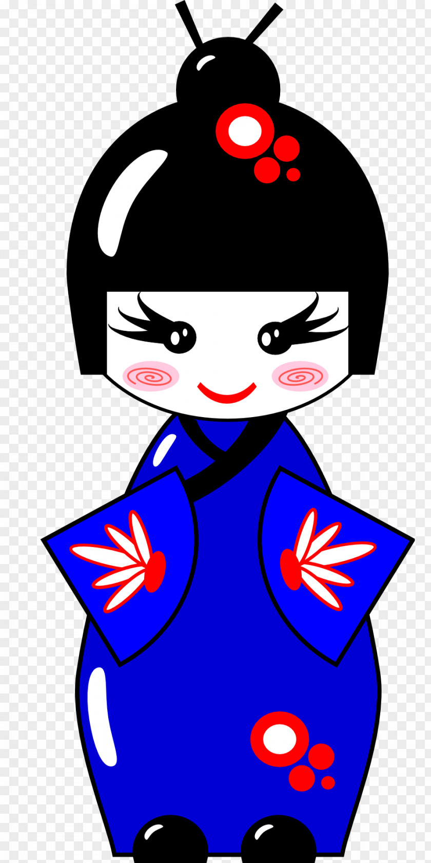 Kimono Kokeshi Japanese Dolls Clip Art PNG