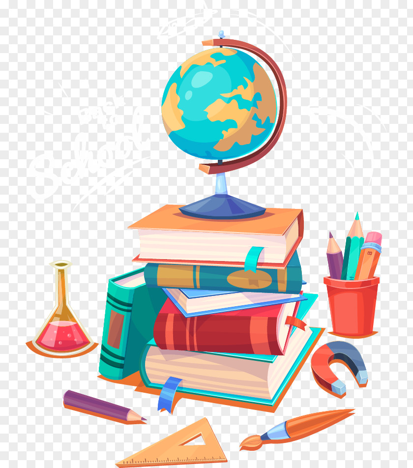 Cartoon Globe Books Learning Computer File PNG