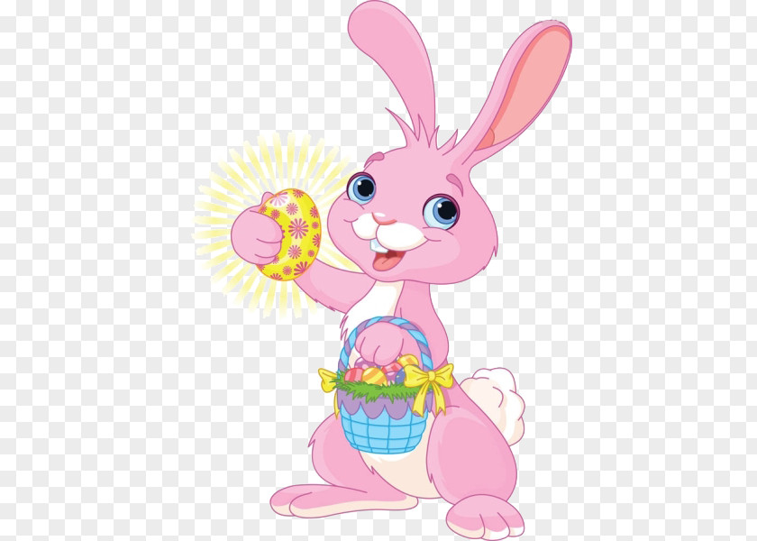 Cartoon Rabbit Take Luminous Eggs Easter Bunny Clip Art PNG