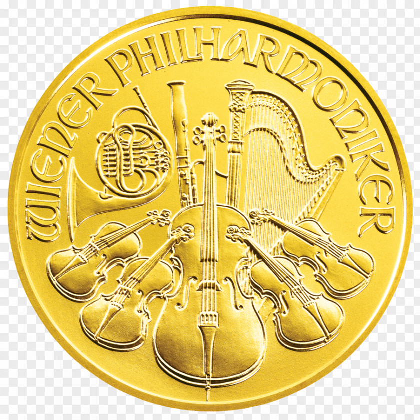 Gold Coin Austrian Silver Vienna Philharmonic Bullion PNG