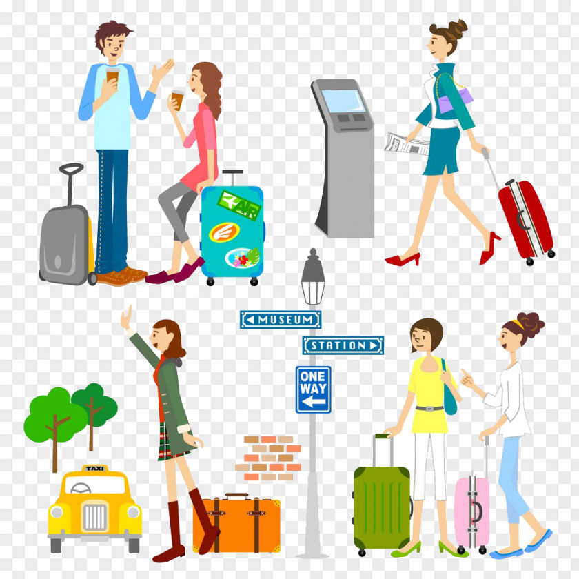 Dragging Luggage Buckle Creative HD Free Travel Suitcase Tourism PNG