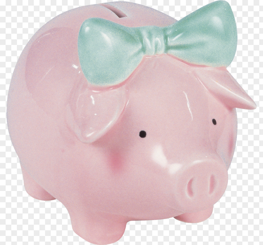 Bank Plastic Piggy Figurine Pink M Snout PNG