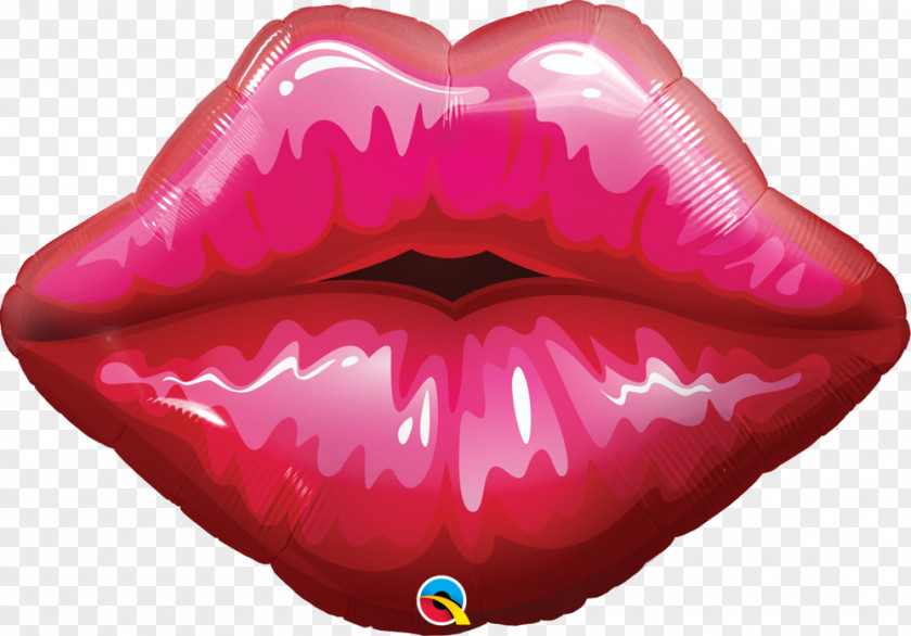 Red Lips Mylar Balloon Party Valentine's Day Gold PNG