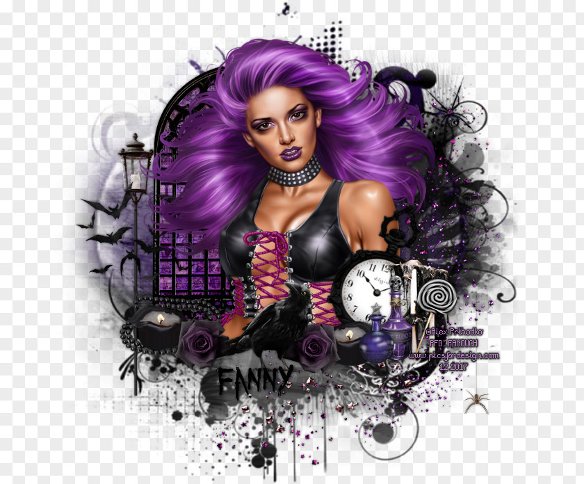 Purple Hair Coloring Black Album Cover PNG