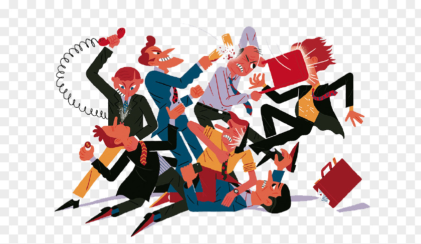 Cartoon Fight Crowd Animation Fashion Illustrator Model Sheet Illustration PNG