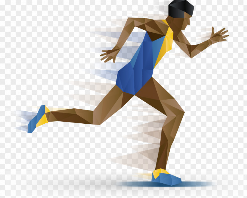 Geometric Puzzle Running Man Athlete Sport Euclidean Vector Silhouette PNG