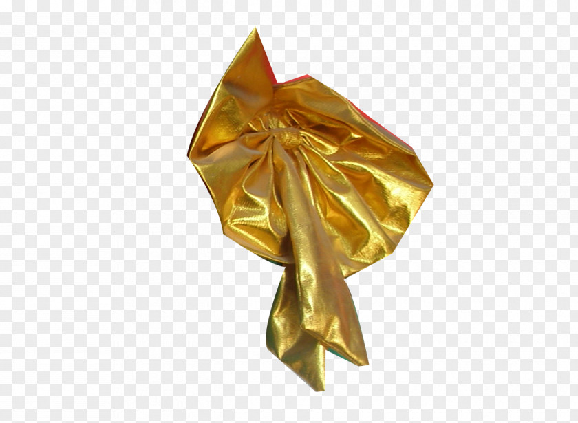 Golden Bow Paper Gold Ribbon PNG