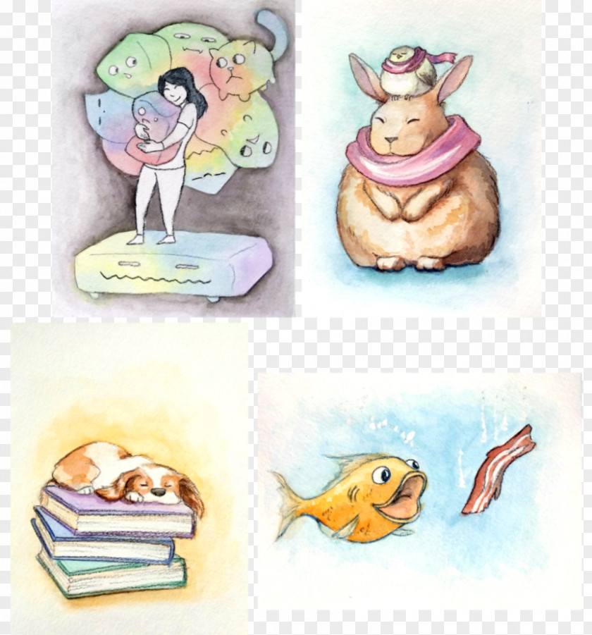 Watercolor Set Paper Cartoon Character Animal PNG