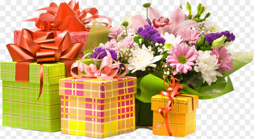 Flower Bouquet Gift Box Birthday PNG