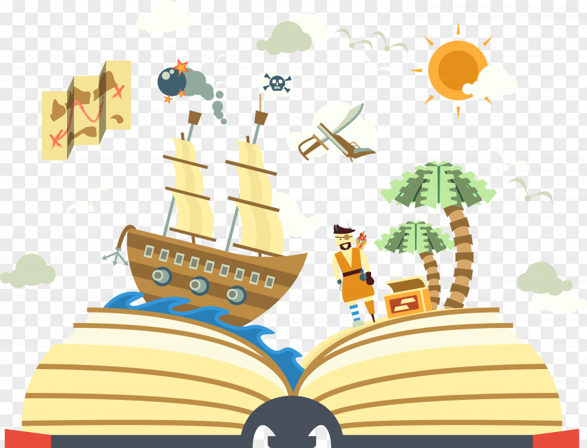 Book Of Pirate World Illustration Vector Euclidean PNG