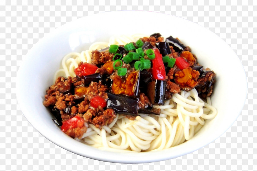 Eggplant, Minced Meat Surface Image Lo Mein Spaghetti Alla Puttanesca Chinese Noodles Lamian PNG