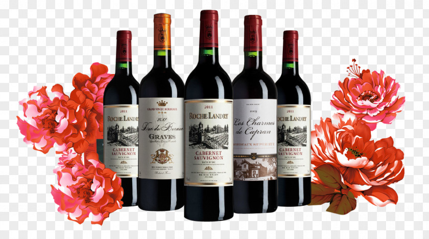 High-end Wine Red Flower Decoration Typesetting Grape PNG