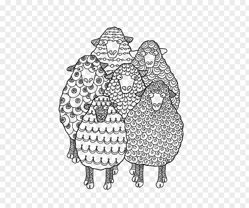 Coloring Book Sheep Cartoon PNG